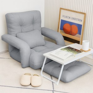코멧 6단 각도조절 1인용 패브릭 쇼파 등쿠션+방석 세트, 그레이, 1개