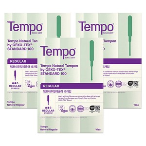 템포 내추럴 탐폰, 레귤러, 16개입, 3개