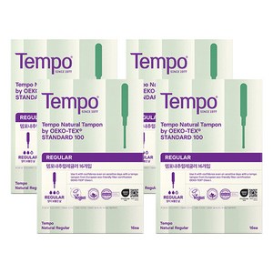 템포 내추럴 탐폰, 레귤러, 16개입, 4개