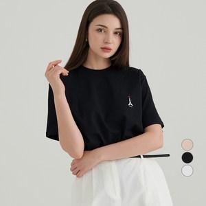 ELLE PARIS 여성용 통기성 에펠 프린트 반팔 티셔츠