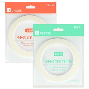 유니크타임 유니크 수용성 양면 수선 테이프 5mm + 테이프 8mm, 1세트, 투명