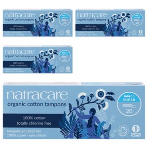 나트라케어 탐폰 논 어플리케이터 삽입형 생리대, 20개입, 슈퍼, 4개