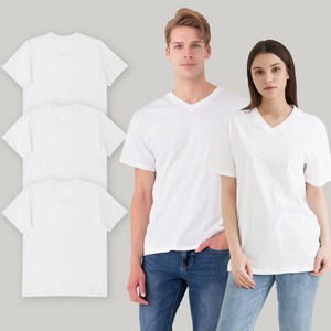 베이스알파 에센셜 남녀공용 통기성 순면 브이넥 반팔티 3P
