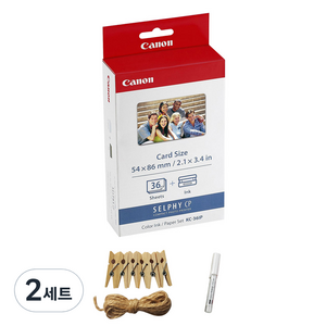 캐논 셀피 인화지 일반용지 36p KC-36IP + 포토라인 + 미피펜 랜덤 발송, 2X3, 2세트
