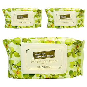 더페이스샵 허브데이 클렌징 티슈, 70매입, 3개