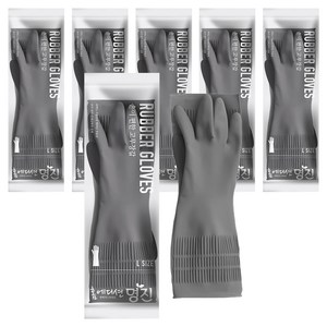 명진 손이 편한 고무장갑, 그레이, 대(L), 6세트