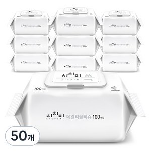 시치미 쓱 데일리 물티슈 캡형, 50g, 100매, 50개