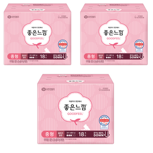좋은느낌 오리지널 울트라슬림 생리대 날개형, 중형, 18개입, 3개