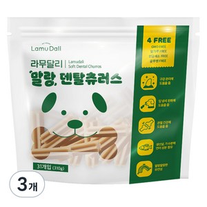 라무달리 말랑 덴탈츄러스 강아지 간식, 연어 + 생선살 혼합맛, 310g, 3개