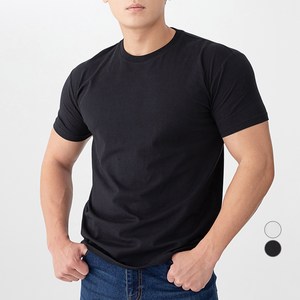 캐럿 남성용 고밀도 코튼스판 슬림 머슬핏 반팔 티셔츠