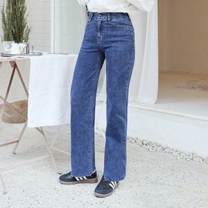 닷이프 여성용 롱/숏 기장 스판좋은 히든밴딩 와이드 슬림핏 청바지