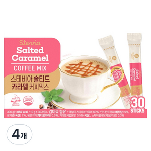 맥널티커피 스테비아 솔티드 카라멜 커피믹스, 10g, 30개입, 4개