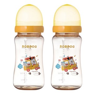 리틀밥독 국내 제조 프리미엄 PPSU 젖병 트윈팩, 옐로우, 300ml, 1세트