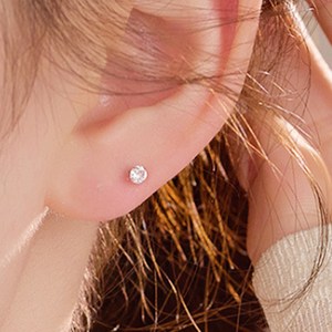 젤루나 여성용 써지컬 얇은 원큐빅 라운드 기본 바벨 볼 피어싱 2mm P-789 2p