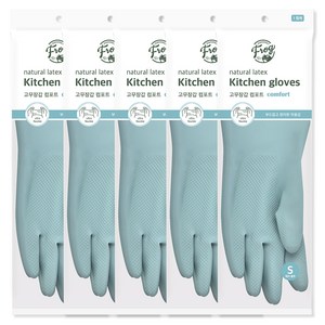 프로그 라텍스 컴포트 고무장갑, 애쉬블루, 소(S), 5세트