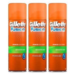 질레트 퓨젼 하이드라 센서티브 스킨 쉐이빙 젤, 195g, 3개