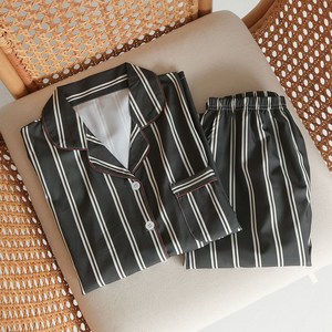 글램공감 커플용 파블로 카라형 스트라이프 긴팔 잠옷 상하의 세트