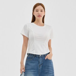 엘쏘 여성용 라운드넥 슬림 라인 반팔 티셔츠