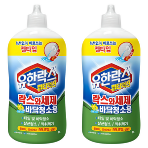 유한락스 락스와세제 바닥청소용, 1L, 2개