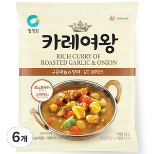 청정원 카레여왕 구운마늘&양파, 108g, 6개