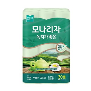 모나리자 녹차가 좋은 천연펄프 3겹 고급롤화장지, 30m, 30롤, 2개