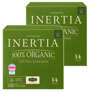 이너시아 더 퍼펙션 유기농 생리대 날개형, 중형, 14개입, 2개
