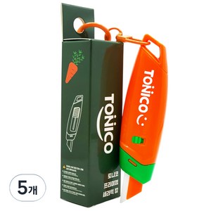 신흥테이프 토니코 프리미엄 자석 택배용 세라믹 안전 커터칼 당근, 주황 + 초록, 5개
