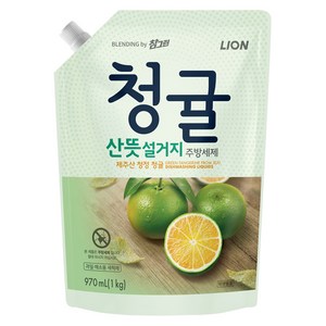 참그린 청귤 산뜻 설거지 주방세제 리필, 970ml, 1개