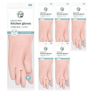 프로그 라텍스 컴포트 고무장갑, 베이비핑크, 중(M), 6세트