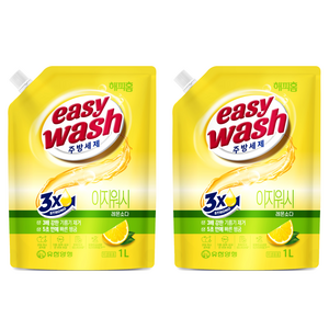 해피홈 이지워시 레몬소다 주방세제 리필, 1L, 2개