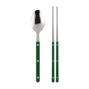 메종오브제 파르베 1인 수저 세트, 그린, 디너 스푼 + 젓가..., 1세트