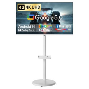창홍 4K UHD LED 스마트 DLG 120Hz 돌비 AI 구글 5 TV + 삼탠바이미 이동식 티비스탠드 라이트 세트