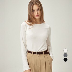ELLEPARIS 여성용 릴렉스드핏 웜업 기모 긴팔 티셔츠