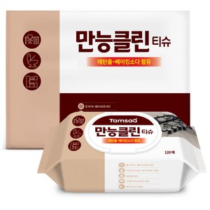탐사 자국없이 깔끔세정 만능클린 티슈 120매 MB원단 에탄올 함유, 18.5 x 10 ..., 4세트