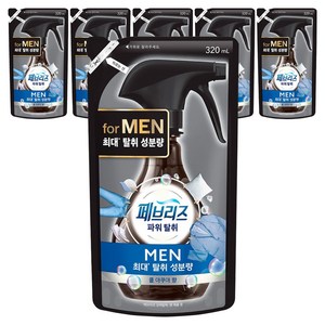 페브리즈 섬유 탈취제 맨 쿨 아쿠아향 리필, 320ml, 6개