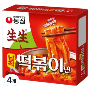 농심 생생 납작 떡볶이면, 258g, 4개