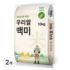 정성으로 키운 2024년산 햅쌀 우리쌀 백미, 10kg, 2개