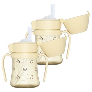 그로미미 PPSU 유아용 빨대컵, 200ml, 버터, 2개