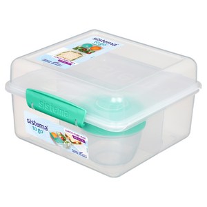 Sistema 런치 큐브 MAX 샌드위치 샐러드 도시락통 2L + 요거트 용기, 민티틸, 1개
