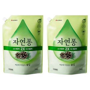 [비건라이프] 자연퐁 찌든때 걱정없는 솔잎 주방세제 파우치형, 1.18L, 2개