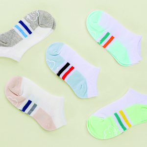 새실로 로이 아동용 벗겨짐 방지 패드 망사 스니커즈 양말 5족세트