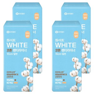 화이트 코튼 팬티라이너, 일반, 90개입, 4개
