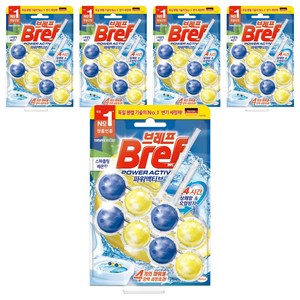 브레프 파워액티브 변기세정제 스파클링 레몬향, 100g, 5개