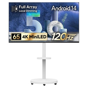더함 4K UHD QLED 구글 5.0 이동식 120Hz 스마트TV 패키지