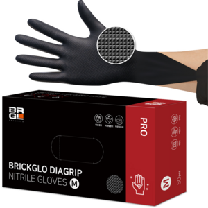 브릭글로 다이아그립 프로 니트릴 장갑 50p, 블랙, M, 1개