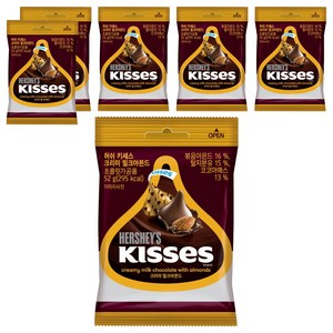 키세스 허쉬 크리미 밀크아몬드 초콜릿, 52g, 6개