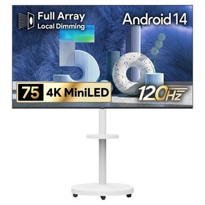 더함 4K UHD QLED 구글 5.0 이동식 120Hz 스마트TV 패키지