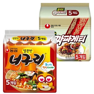 농심 짜파게티 140g 5p + 너구리 얼큰한 맛 120g 5p, 1세트, (5개입 X 2팩)