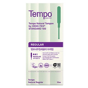 템포 내추럴 탐폰, 레귤러, 10개입, 1개