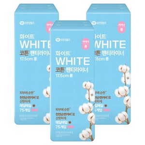 화이트 팬티라이너, 롱, 75개입, 3개